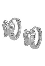 nice CZ silver butterfly baby huggie hoop earrings